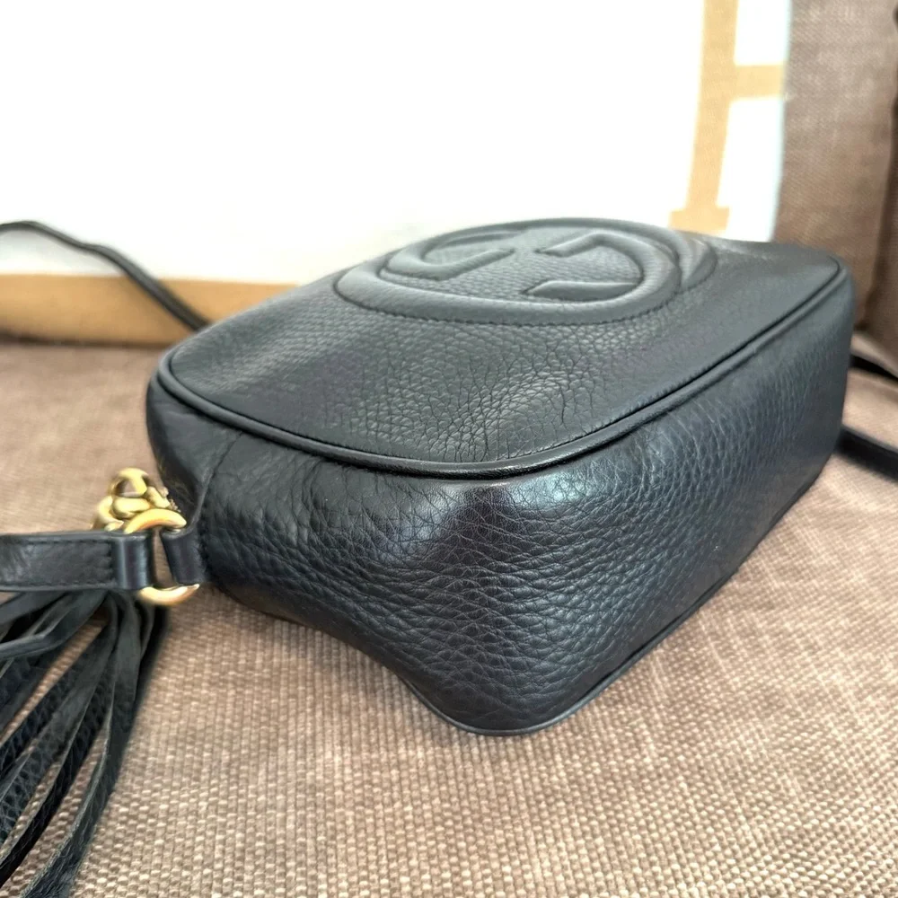 Gucci authentic disco soho crossbody bag black leather small size tassels - Picture 12 of 16